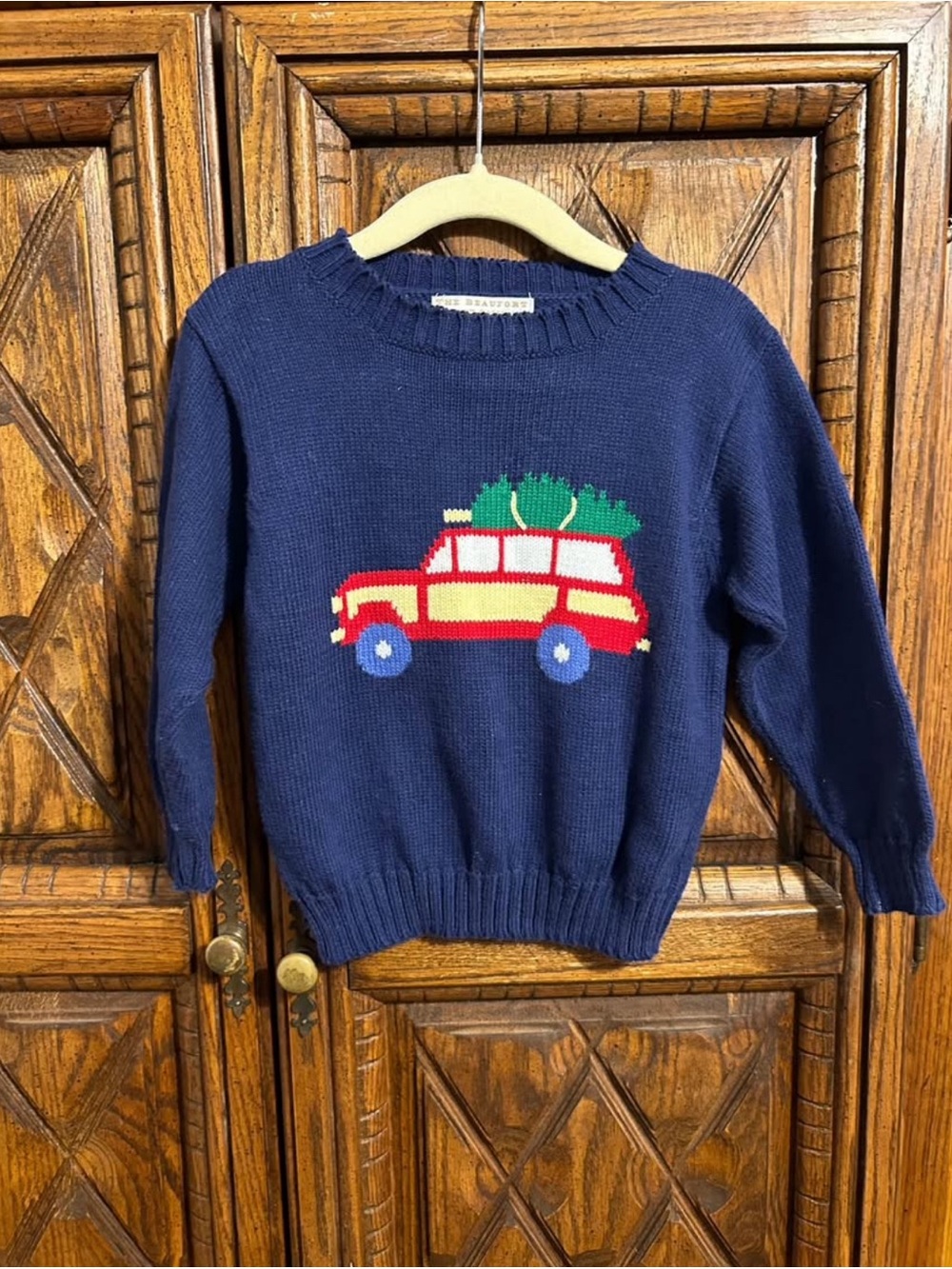 The Beaufort Bonnet Company Navy Kids Sweater with Red & Yellow Car